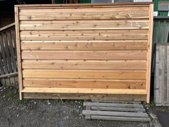 Horizontal cedar fence panel