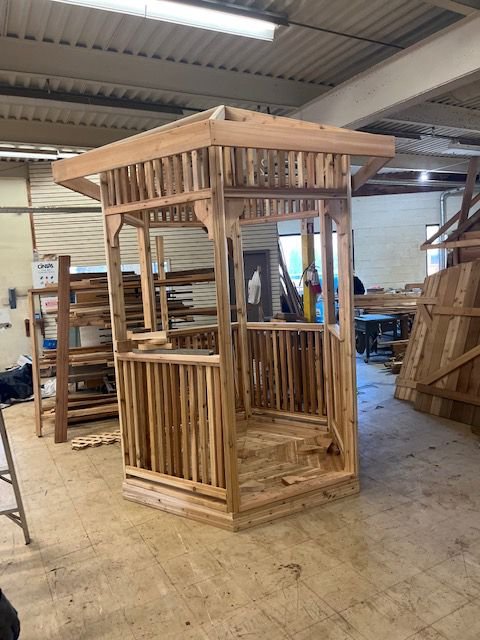 Cedar gazebo / vendor hut under construction