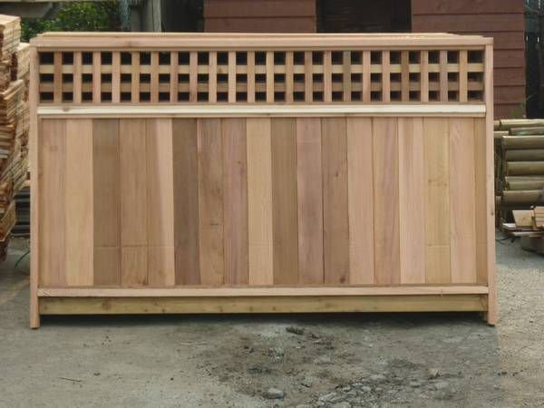 Cedar fence panel with square lattice top